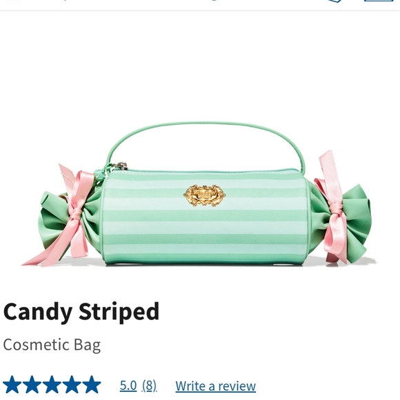 Bath & Body Works Handbags - BATH & BODY WORKS Mint Green Striped Candy Cosmetic Bag